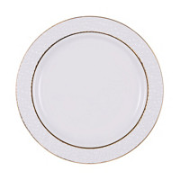 Hammered Plates w/ Gold Rim, White, 8 ct, 10.25 in