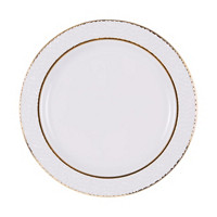 Hammered Plates w/ Gold Rim, White, 8 ct, 7.25 in