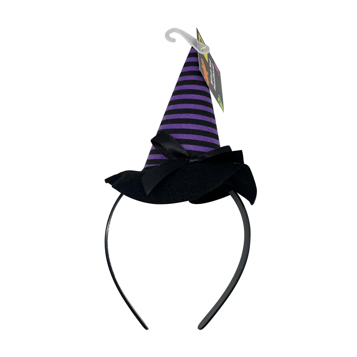 Halloween Witch Hat Headband, Purple & Black Striped