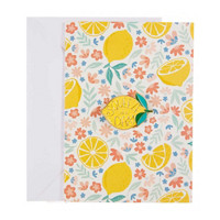 Lemon And Floral Print Greeting Card