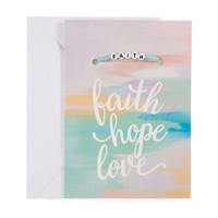 Faith, Hope, Love Printed Greeting Card with Bracelet