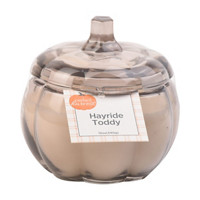 Perfect Harvest Pumpkin Shaped Glass Candle Jar with Lid, Cream, 12 oz