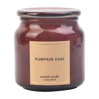 Pumpkin Chai Scented Glass Candle with Lid, 13 oz