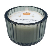 Perfect Harvest Pomegranate Cider Scented Ribbed Glass Candle, 10 oz