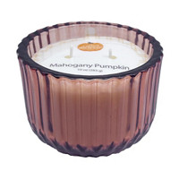 Perfect Harvest Mahogany Pumpkin Scented Ribbed Glass Candle,