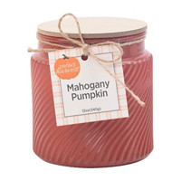Perfect Harvest Mahogany Pumpkin Glass Candle with Lid, 12 oz
