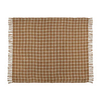 Plaid Throw with Tassels, Brown