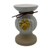 Candle Holder with Leaf Accent, Small