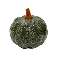 Embossed Ceramic Pumpkin Décor, Green