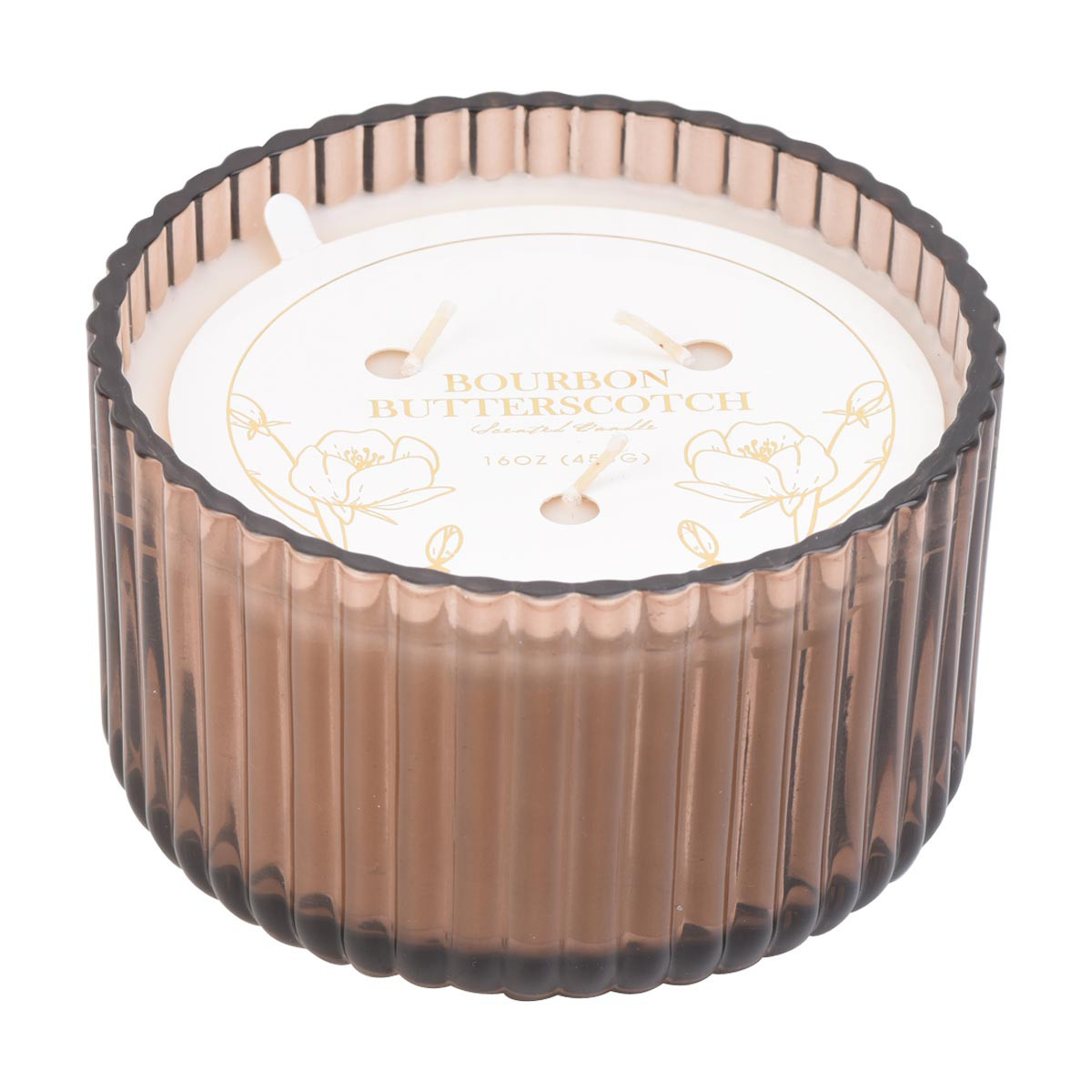 Popshelf Ribbed Glass Candle, Taupe, 16 oz | Hamilton Place