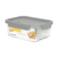 Glad Glass Rectangle Storage Container with Venting Snap Lock Lid, 7.6 cup