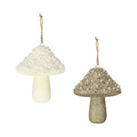 Christmas Stylish Glitter Mushroom Ornament, Assorted