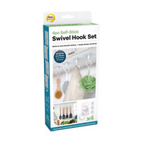 Heavy Duty Self-Stick Swivel Hook Set, 4 ct