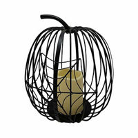 Metal Pumpkin LED Lantern, Black