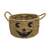 Halloween Small Wicker Basket with Jack-o-Latern Face