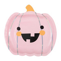 Halloween Pink Pumpkin Plates, 9 in, 8 ct