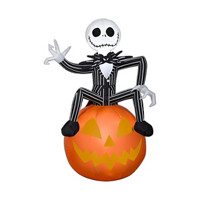 Night Before Christmas Jack Skellington on Jack-O'-Lantern Blow-up Decoration, 3.5 ft