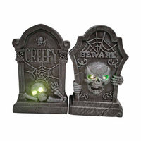 Battery Operated Light Up Halloween Tombstone, 12 in, Assorted