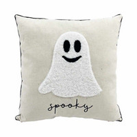 'Spooky' Ghost Pillow, White, Square