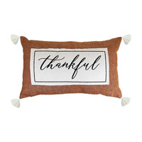 Decorative Thankful Pillow with White Tassels