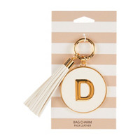 'D' Initial Bag Charm, Assorted
