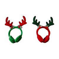 Christmas Reindeer Antler Ear Muffs, Assorted Colors