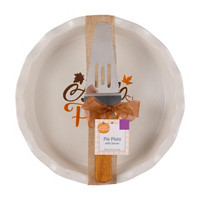 Fall Theme Pie Plate with Server Utensil, Assorted