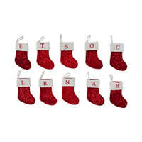 Christmas Red Sequin Stocking with a Monogram, 10 in, Assorted