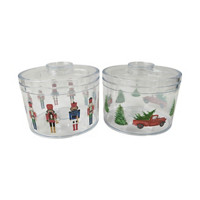 Decorative Christmas Round Stack Container, Assorted