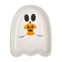 Halloween Vibrant Ghost Shaped Paper Plates