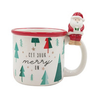 ‘Get Your Merry On’ Christmas Handle Mug with Mini Santa