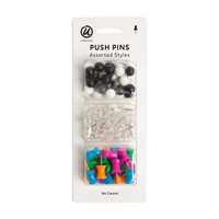 U Brands Push Pins, Set of 80, Assorted Shapes and Colors