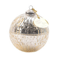 Holiday Style Gold Mercury Glass Ornament-Shaped Poured Candle with Highland Pine Scent, 6 oz