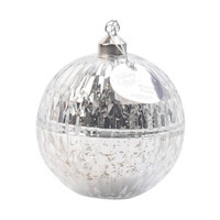 Holiday Style Silver Mercury Glass Ornament-Shaped Poured Candle with Prancer Punch Scent, 6 oz