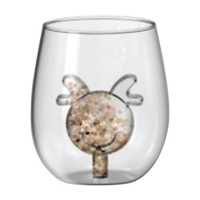 Glittery Reindeer Christmas Stemless Wine Glass, 14.5 oz
