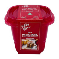 Holiday Style Christmas 7-cup Food Storage Container Set, Red, 2 Pack