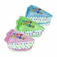 'Happy Birthday' Slice of Cake Dog Toy, Assorted