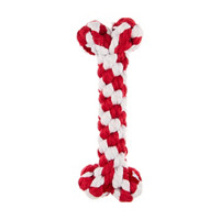 Red and White Rope Bone Dog Toy