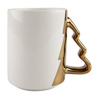 Gold Tree Shaped Handle Coffee Mug