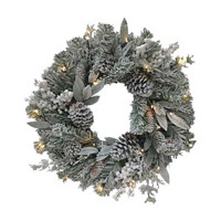 Christmas Battery Operated Light Up Flocked Wreath