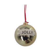 Christmas Metallic 'Jolly' Bauble Ornament, Golden