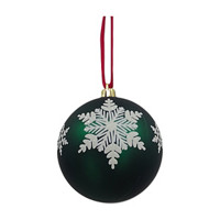 Christmas Glitter Snowflake Round Ornament, Green