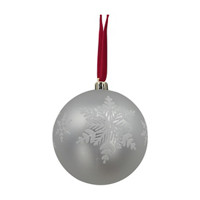 Christmas Silver Ornament with Glittery Snowflakes