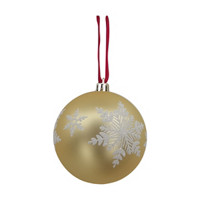 Christmas Golden Ornament with Glittery Snowflakes