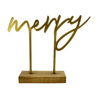 Christmas Tabletop 'Merry' Sign, Golden