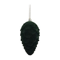 Christmas Flocked Pinecone Shaped Decorative Ornament, Green