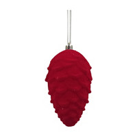 Christmas Flocked Pinecone Shaped Decorative Ornament, Red