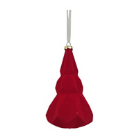 Decorative Flock Christmas Tree Ornament, Red