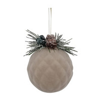 Christmas Stylish Flock Diamond Ornament, Beige