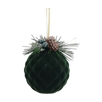 Christmas Flock Diamond Patterned Ornament, Green